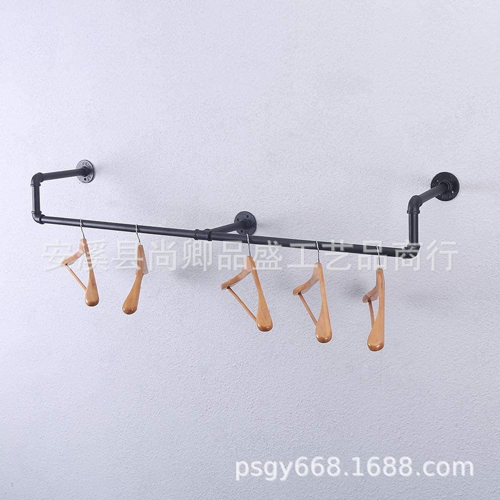 American industrial style wrought iron pipe clothes rack display stand Wall mounted garment rack display rack