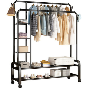 double rod clothing display rack stands garment racks metal coat hat hanging storage racks