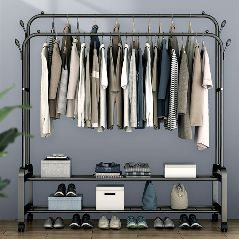 double rod clothing display rack stands garment racks metal coat hat hanging storage racks