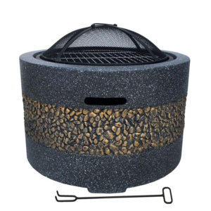 Round domestic courtyard outdoor barbecue stove  charcoal oven smokeless stone barbecue table