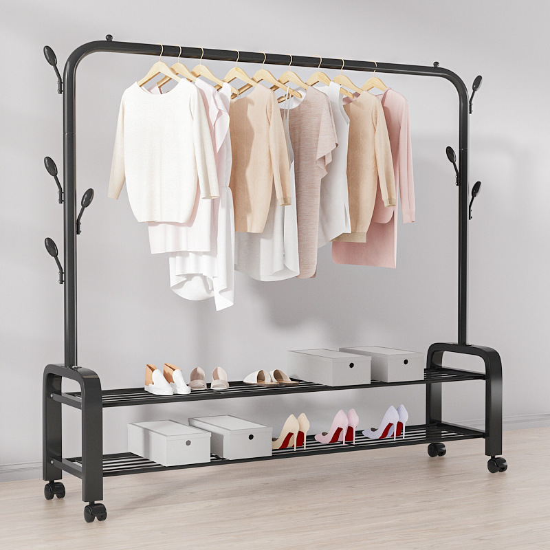 double rod clothing display rack stands garment racks metal coat hat hanging storage racks