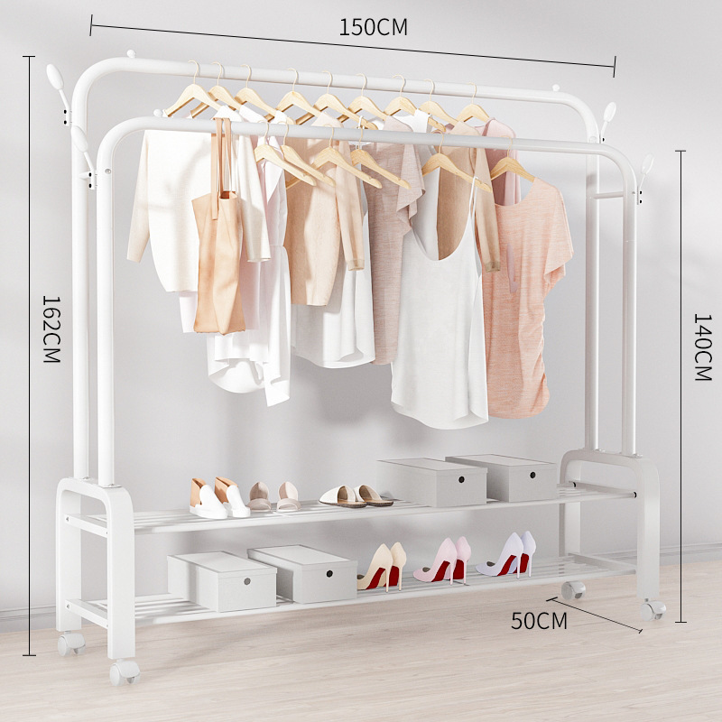 double rod clothing display rack stands garment racks metal coat hat hanging storage racks