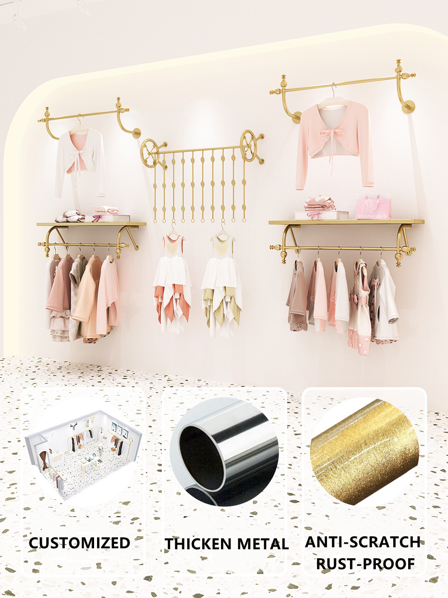 Clothing Store Display Stand Racks Shelf Clothes Rack Metal Wall Mounted Garments Racks Manufacturer Customized