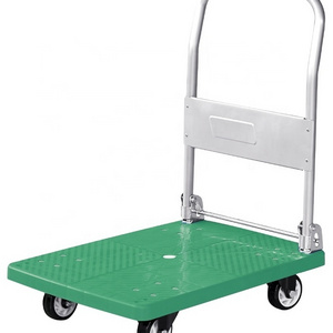 Plastic flatbed trolley foldable cargo handling trolley  noiseless warehouse transport trolley