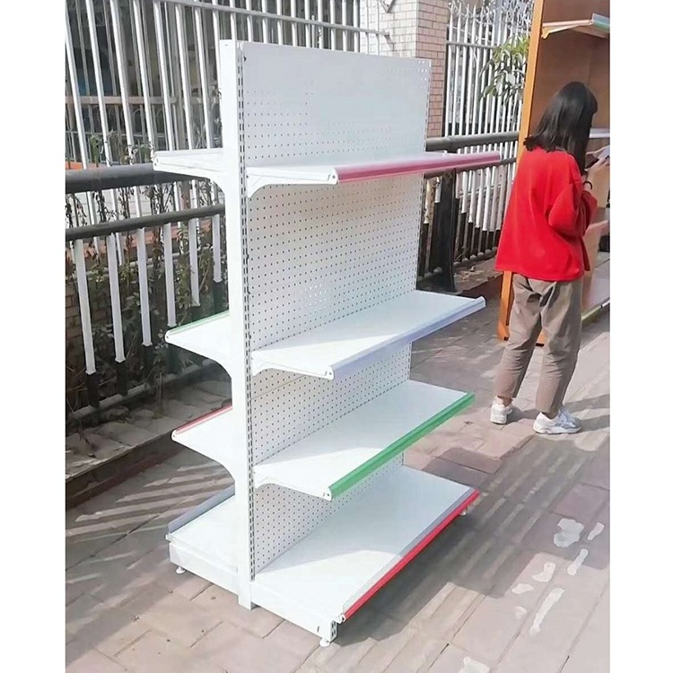 High quality raw material double-sided commercial grocery store supermarket retail display shelves