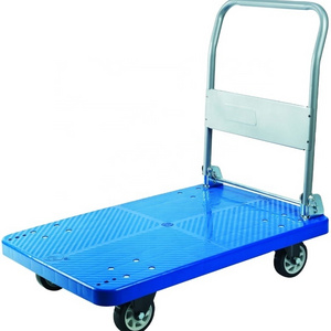 Plastic Platform Folding Truck Cart Flat Blue Bed Trolley Hand Trolley