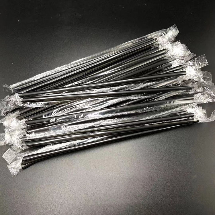 Customized black PP Plastic Disposable 6*230mm Straws For Coffee Milk Tea Shop