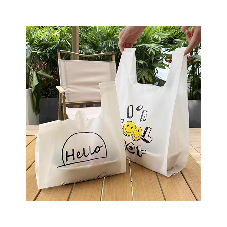 business personalized HDPE T shirt fashion transparent beach bag packaging biodegradable plastic shopping bags