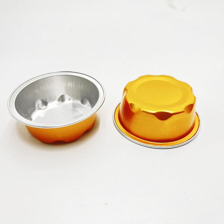 High Temperature Resistant Baking Mold 50ml Round Bowl Aluminum Foil Pudding Cheese Cup Cake Box With Lid