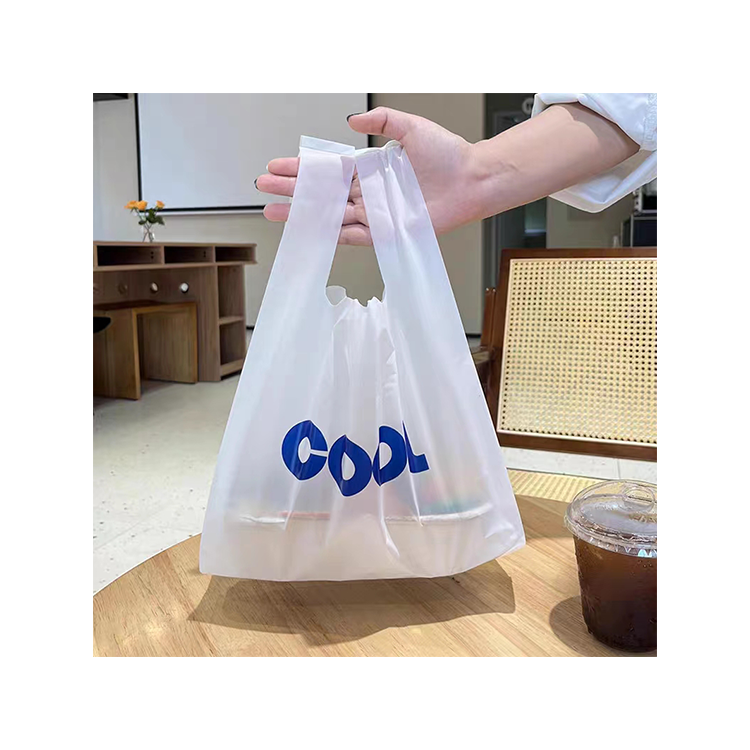 business personalized HDPE T shirt fashion transparent beach bag packaging biodegradable plastic shopping bags