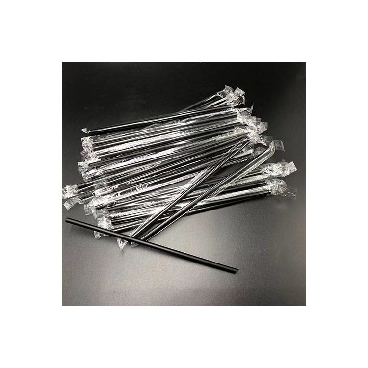 Customized black PP Plastic Disposable 6*230mm Straws For Coffee Milk Tea Shop