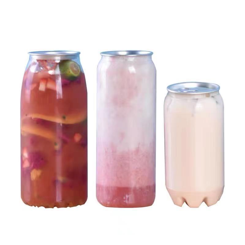 Hot Selling Plastic Soft Drink Can Clear Empty Bubble Soda Bottles with Easy Open Lids