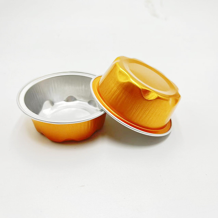 High Temperature Resistant Baking Mold 50ml Round Bowl Aluminum Foil Pudding Cheese Cup Cake Box With Lid