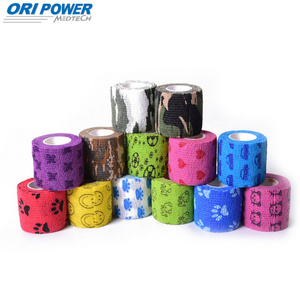 oripower customized cohesive self adhesive elastic crepe bandage function medical waterproof colored cotton bandage