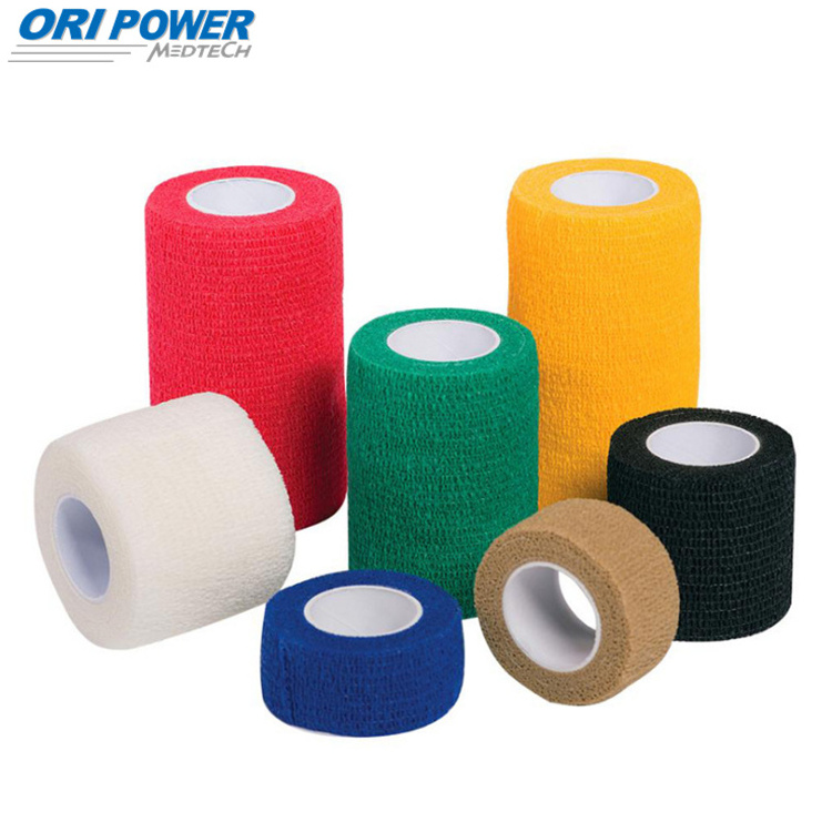 oripower customized cohesive self adhesive elastic crepe bandage function medical waterproof colored cotton bandage