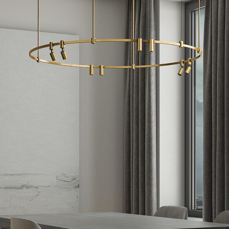 Retractable Round Gold Low Ceiling Mount Luxury Lamp Led Modern Light Ceiling Chandelier For Hotel Restaurant