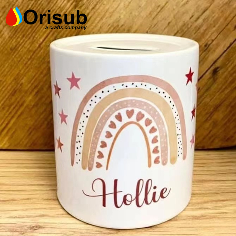 Blank ceramic money box sublimation Coin Saving Bank for Christmas