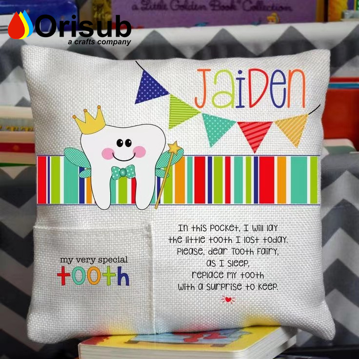 Wholesale personalized sublimation linen tooth fairy pillow case blank with pocket