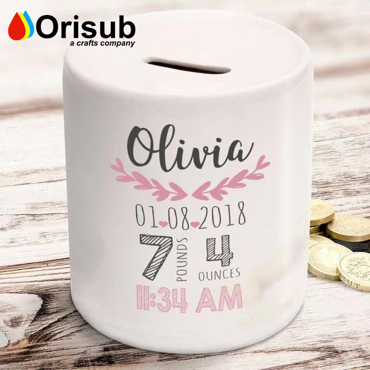 Blank ceramic money box sublimation Coin Saving Bank for Christmas