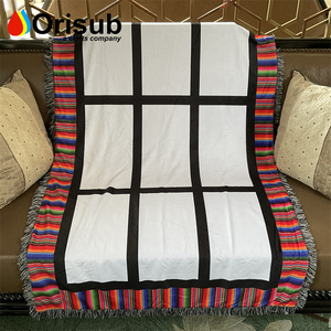 Personalized soft plush 9 photo panel mexico zarape throw blankets for sublimation printing