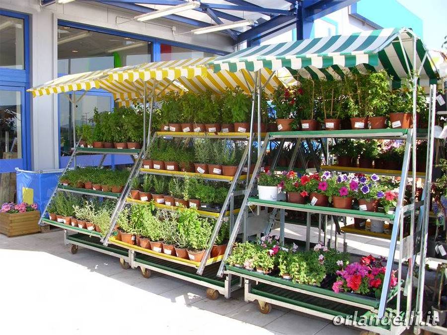 Convertible Rack Trolley Cart with Canopy Greenhouse Nursery Flower Shops Displaying Flowers and Plants Cabriolet Orlandelli