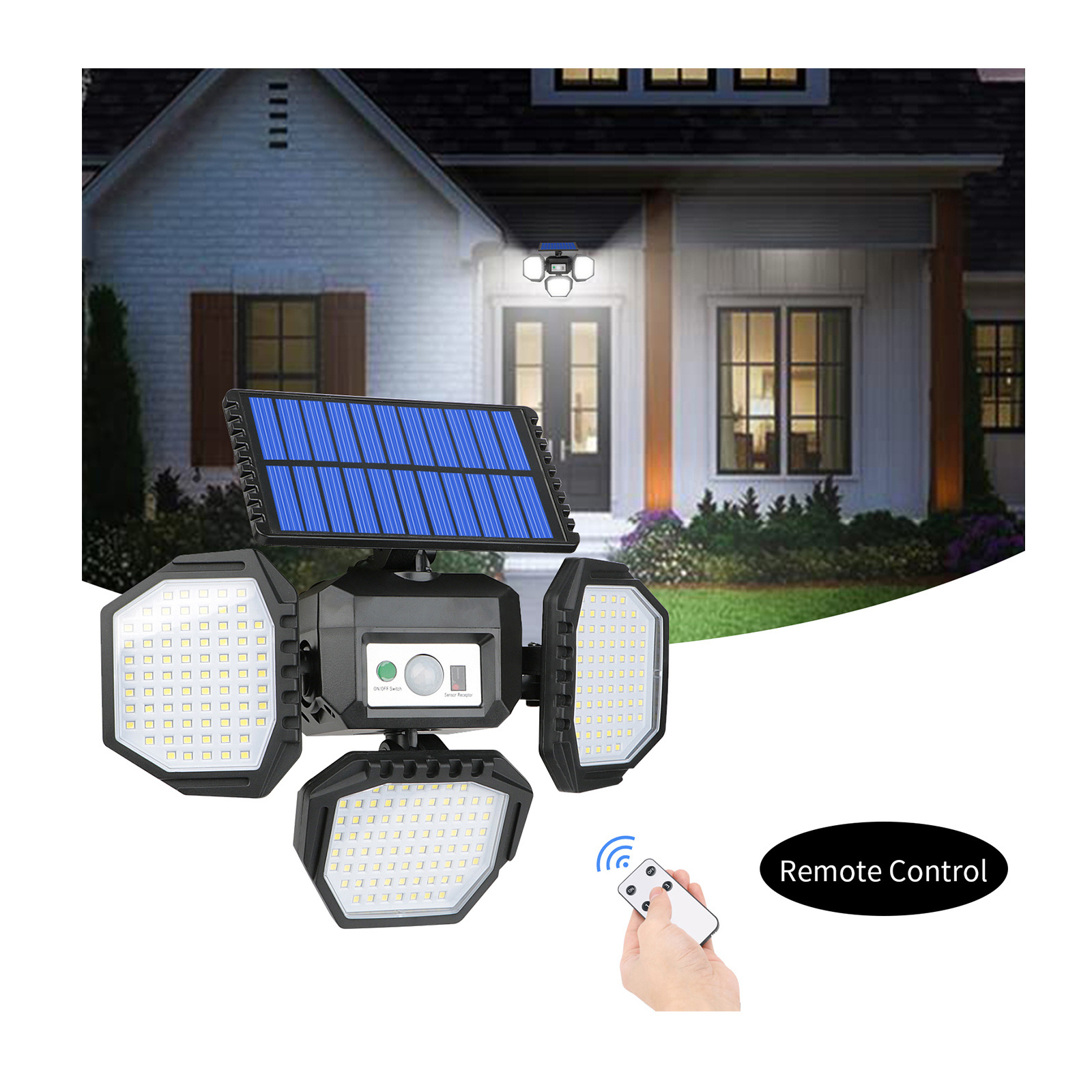 234 LED Outdoor Garden Solar Lights Used In The Courtyard Garage  IP65 Waterproof Solar Motion Sensor Remote Control Light