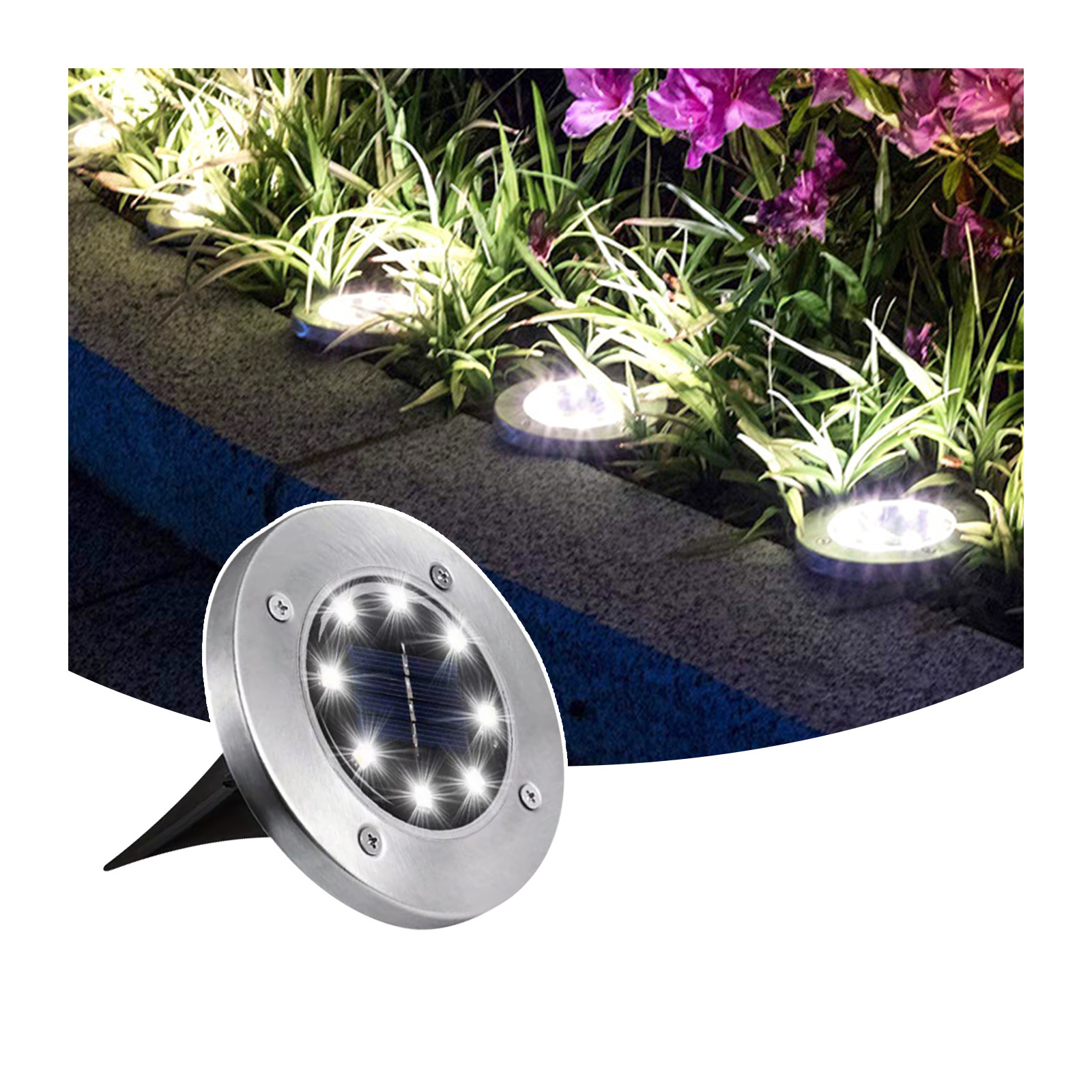 Orlite Solar Ground RGB Light 4 Packs 8LED Solar Light for  Garden Outdoor Waterproof for Lawn Courtyard Courtyard