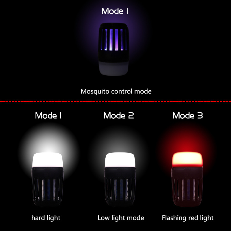 Camping Mosquito Lamp Repellent Lamp Bug Zapper LED Flashlight USB Rechargeable Portable Outdoor Solar Powered Camping lantern