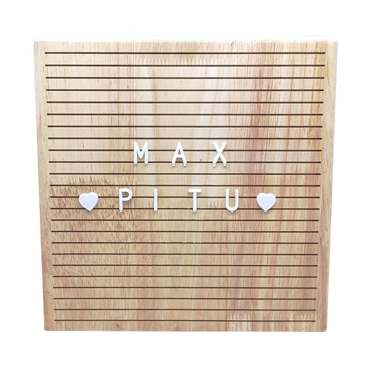 Square Shape Light Wood Letter Board No Felt Letter Board For Home Decoration