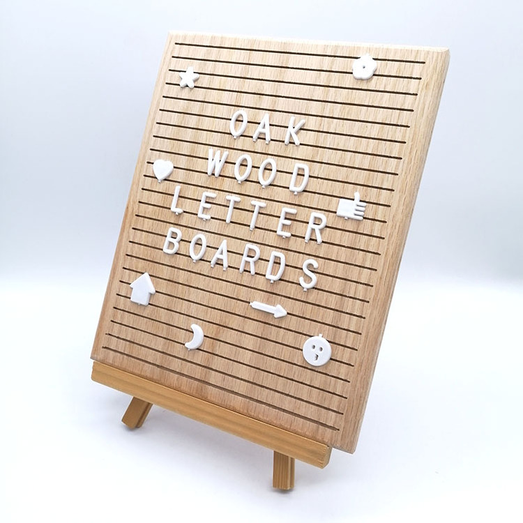 Handmade Solid Oak Wood Letter Board Changeable Message Board With Plastic Letters And Symbols For Home Decoration