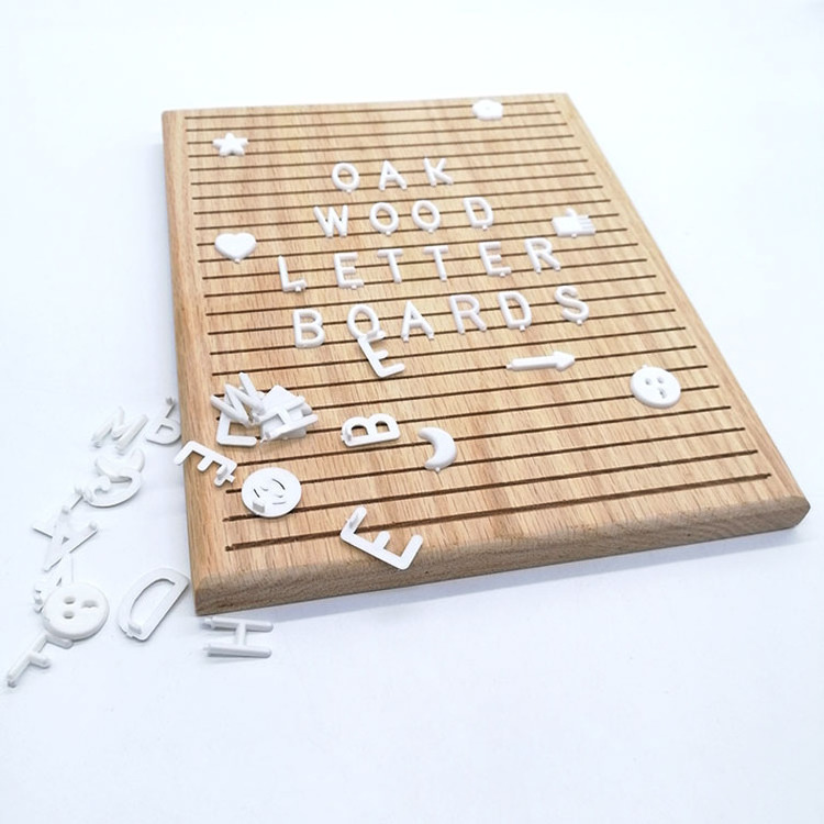 Handmade Solid Oak Wood Letter Board Changeable Message Board With Plastic Letters And Symbols For Home Decoration