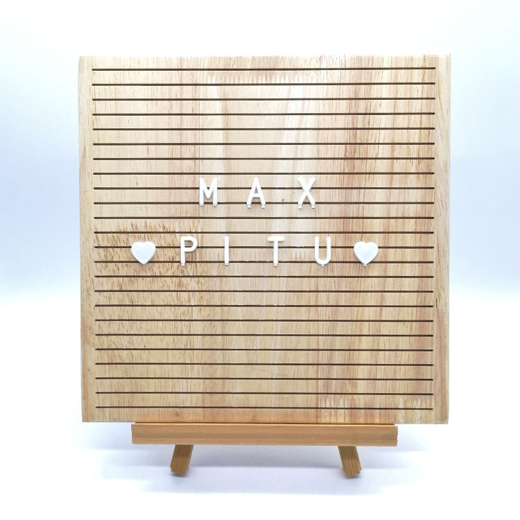 Square Shape Light Wood Letter Board No Felt Letter Board For Home Decoration