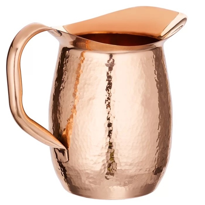 Wholesale Classic Design 100% Pure Copper Made In India High Quality Beverage Serving Pitcher With Handle For Table Decoration