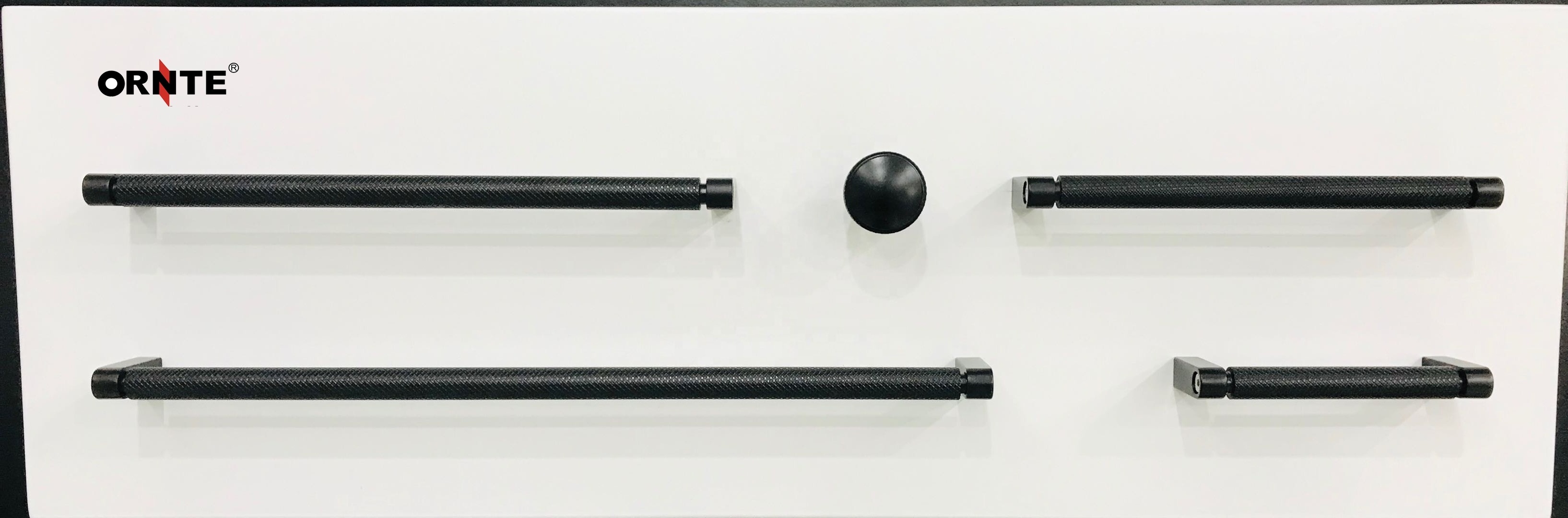 ORNTE 320mm 160mm Long Black Knurled Cabinet Pulls Furniture Wardrobe Metal Decoration Kitchen Handles