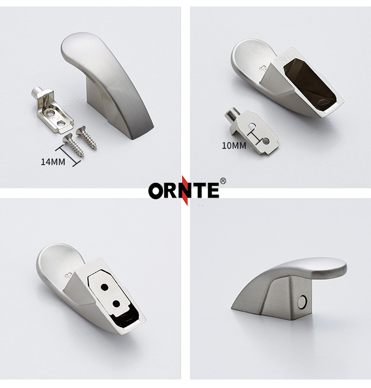 ORNTE modern black decorative wall mounted hanger door hook screw hidden coat hook metal clothes hook wardrobe