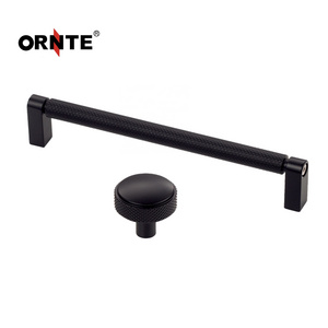 ORNTE 320mm 160mm Long Black Knurled Cabinet Pulls Furniture Wardrobe Metal Decoration Kitchen Handles