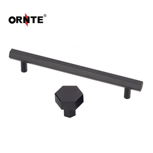 ORNTE Aluminium Alloy Pulls Furniture Hardware Kitchen Cabinet Cupboard Dresser Wardrobe Drawer Door Black Modern Pull Handles