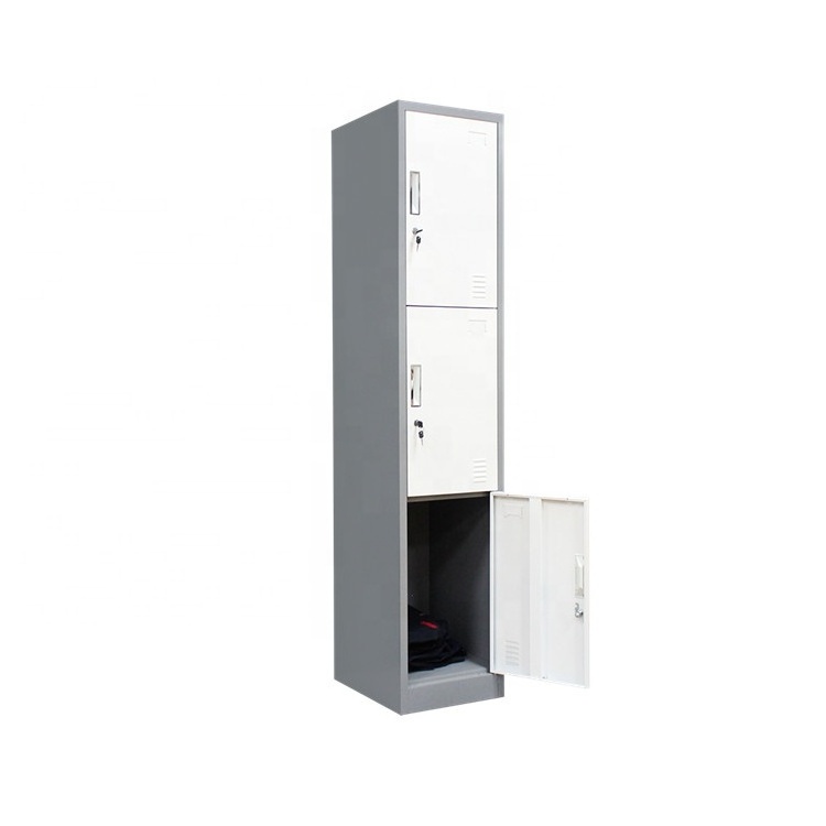 Metal Industrial Change Room White stainless Steel Wardrobe 3 Doors Closet Steel Locker