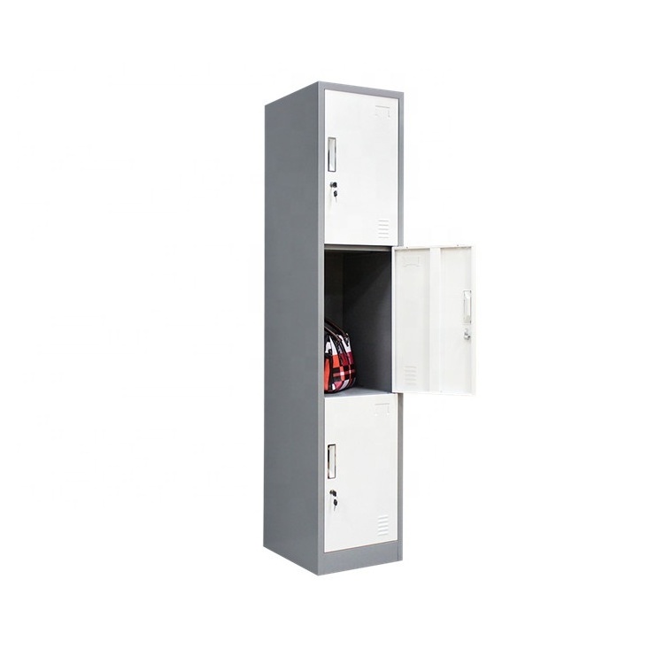 Metal Industrial Change Room White stainless Steel Wardrobe 3 Doors Closet Steel Locker