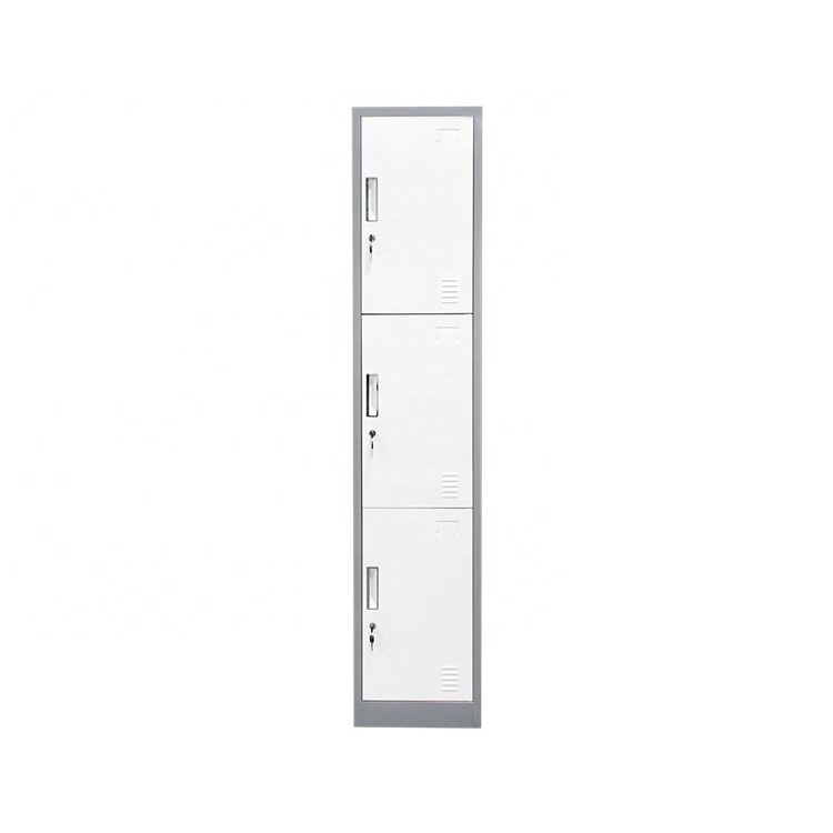 Metal Industrial Change Room White stainless Steel Wardrobe 3 Doors Closet Steel Locker