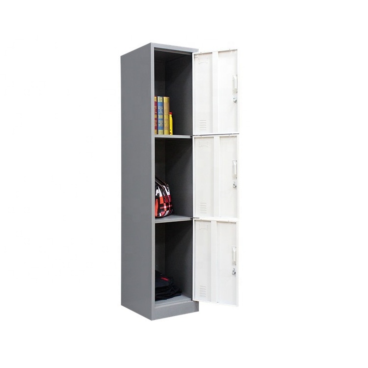 Metal Industrial Change Room White stainless Steel Wardrobe 3 Doors Closet Steel Locker