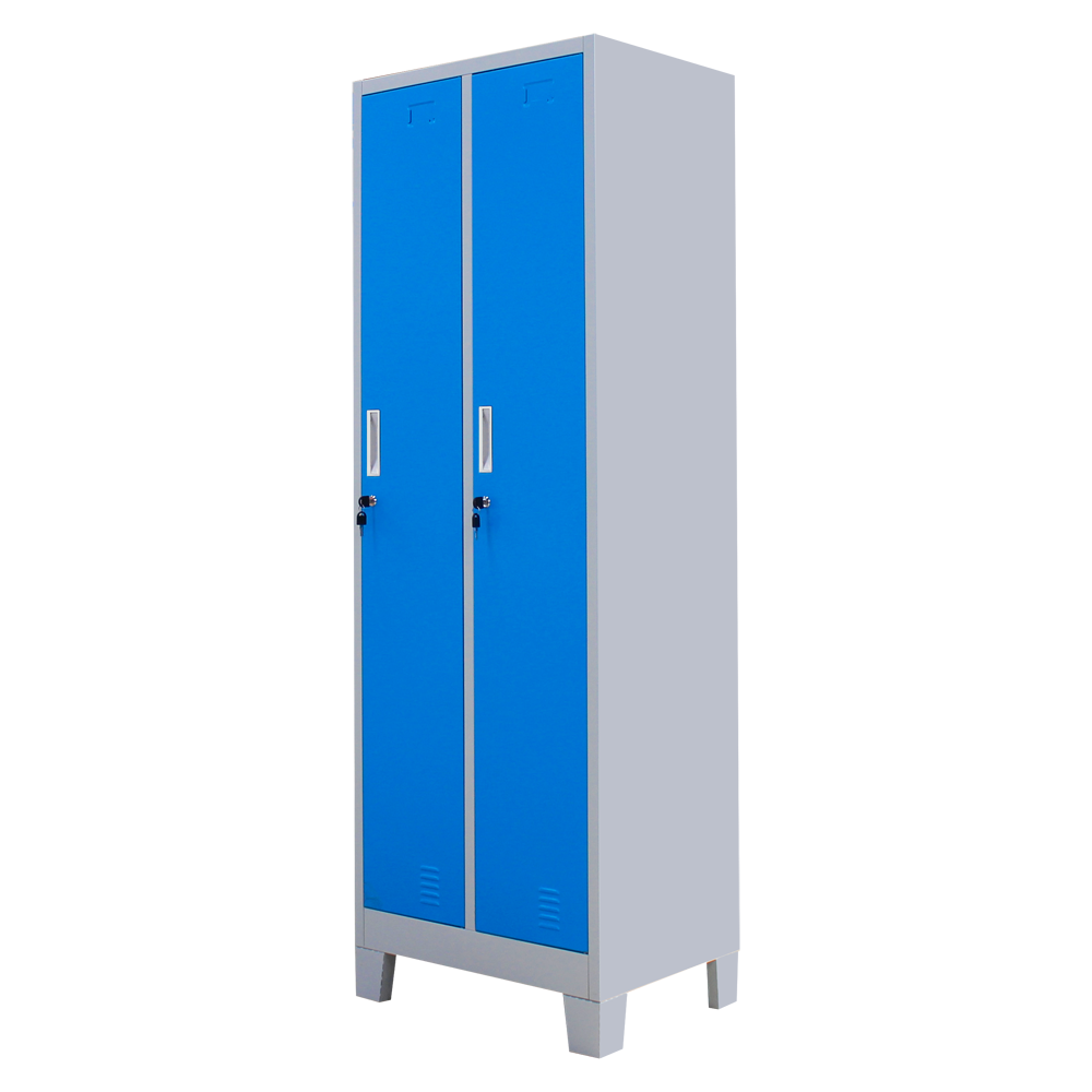 Metal Steel Furniture Storage Cabinet 2 Doors With Standing Feet Gym School Closet Wardrobe