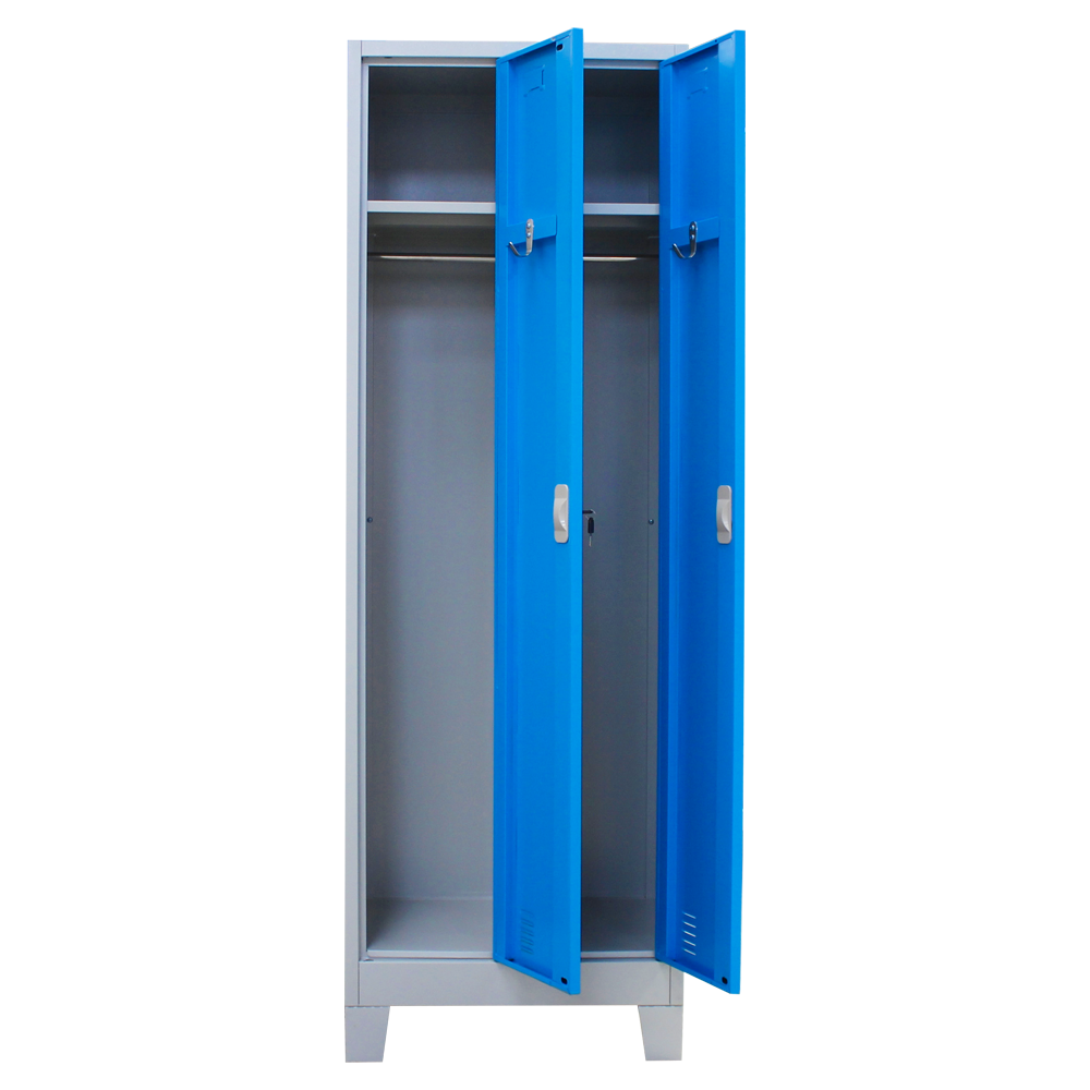 Metal Steel Furniture Storage Cabinet 2 Doors With Standing Feet Gym School Closet Wardrobe