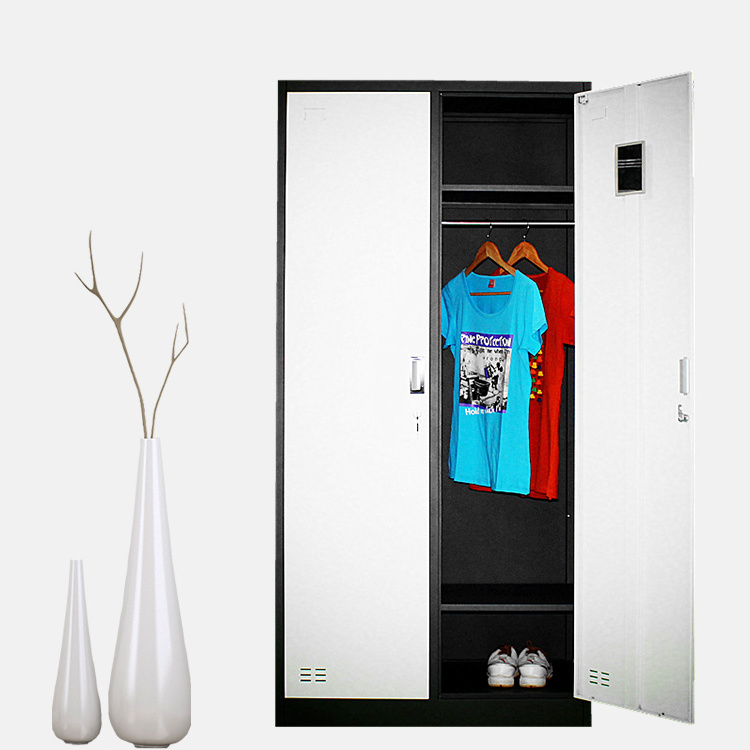 Steel Handle Manufacturer Gray Modern Furniture Cheap Folding Cupboard Steel Wardrobe