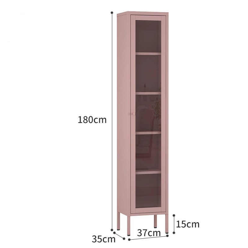 Space Saving Slim Corner Locker Single Tier  Glass Door Display Cabinet Modern Household Storage Cabinet