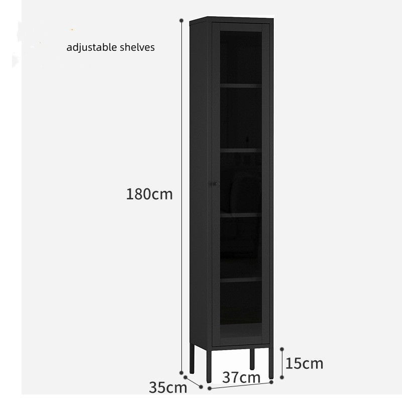 Space Saving Slim Corner Locker Single Tier  Glass Door Display Cabinet Modern Household Storage Cabinet