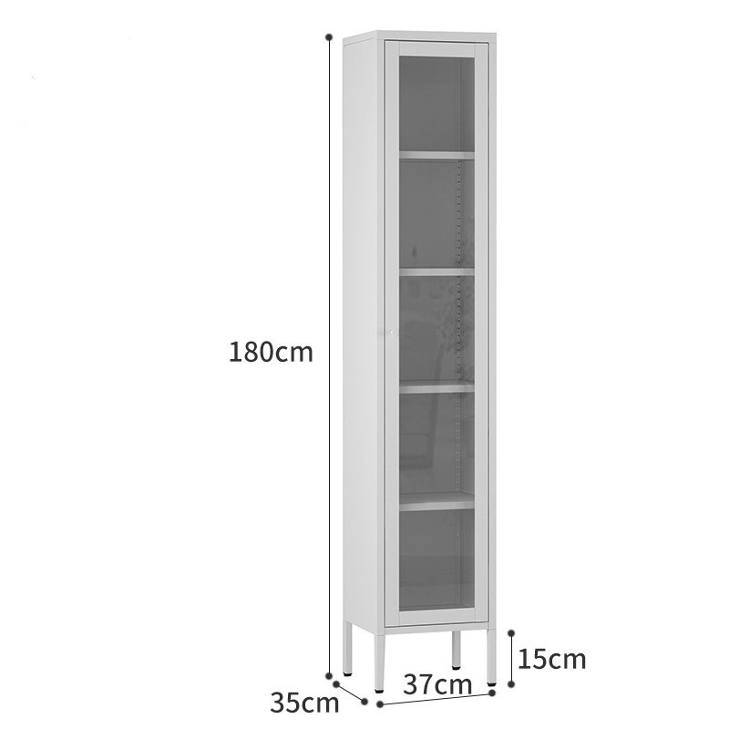 Space Saving Slim Corner Locker Single Tier  Glass Door Display Cabinet Modern Household Storage Cabinet