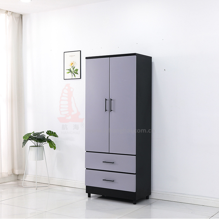 Home finished Apartment Steel Metal Wardrobe Black double door Armoire Closet Wardrobe Tall Storage Cabinet