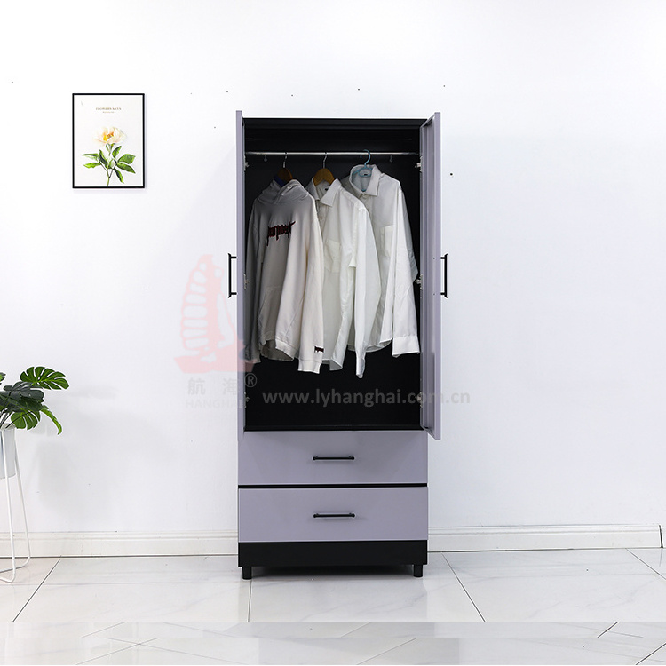 Home finished Apartment Steel Metal Wardrobe Black double door Armoire Closet Wardrobe Tall Storage Cabinet