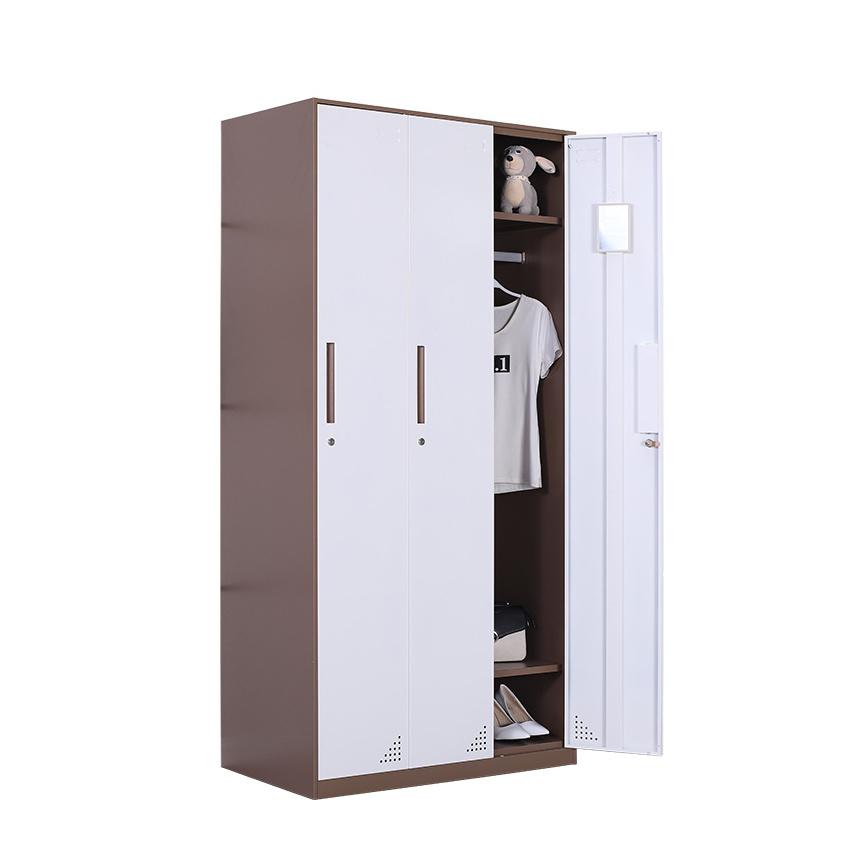 Metal Office Thickened Storage Cabinet 3 Door Employee Dormitory Changing Cabinet Gym Steel Closet